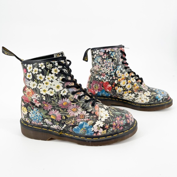 Dr. Martens Shoes - Dr. Martens Vintage MIE Floral 1460 Lace Up Ankle Combat Boot Women's UK 8 US 10